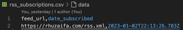 RSS Subscriptions CSV format